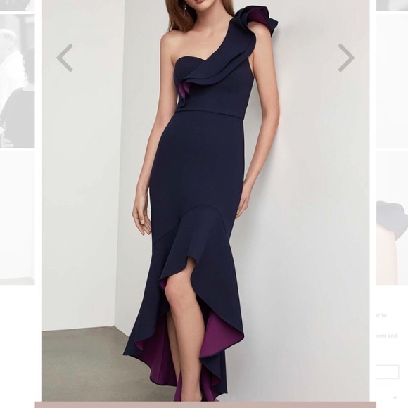 BCBG ruffle gown high-low - Picture 1 of 6